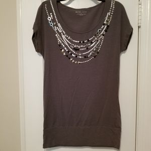 New York & Company embellished gray tee